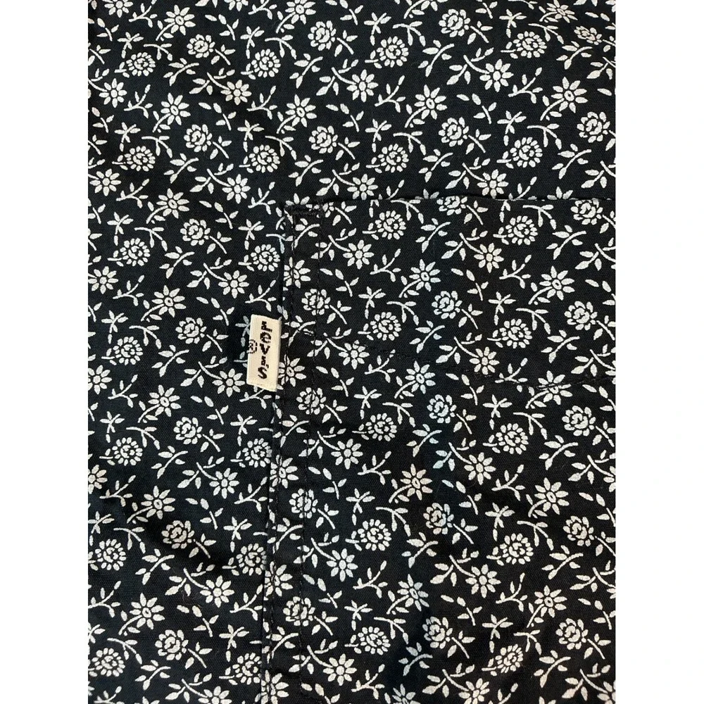 Levi's Men's Premium Short Sleeve Blue Micro Floral Button Down Shirt Size XXL